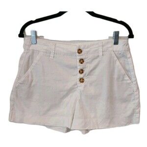 Level 99 Shorts Women 29 White Cassandra Linen Blend Casual Summer Anthropologie